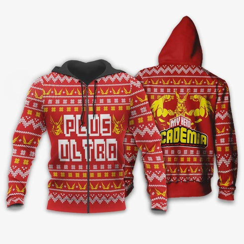 Divesart - All Might Plus Ultra Ugly Christmas Sweater and Hoodie My Hero Academia Anime Xmas Gift