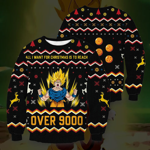 Divesart - Over 9000 Christmas Unisex Wool Sweater - Ugly Christmas Sweater