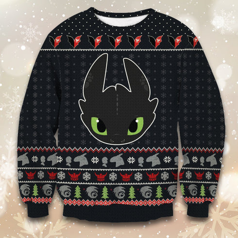Divesart - Toothless Christmas Unisex Wool Sweater - Ugly Christmas Sweater