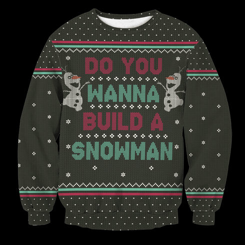 Divesart - Wanna Build A Snowman Unisex Wool Sweater - Ugly Christmas Sweater