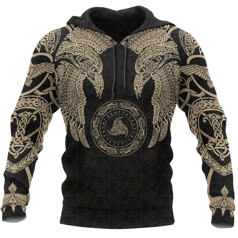 Viking Munin - Tattoo Style Hoodie Version 3.0 - OwlsMatrix HOOD02NGA180121
