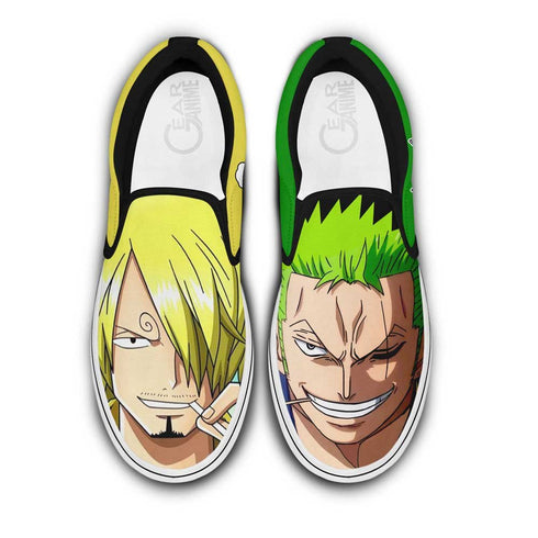 Sanji and Zoro Slip On Sneakers Custom Anime OP Shoes