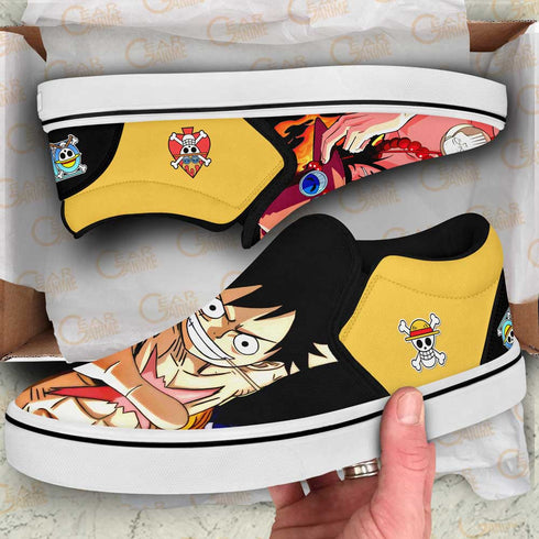 Portgas Ace and Luffy Slip On Sneakers Custom Anime OP Shoes