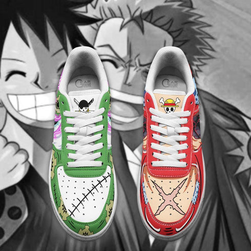 Luffy and Zoro Air Sneakers Custom Wano Arc Haki OP Shoes