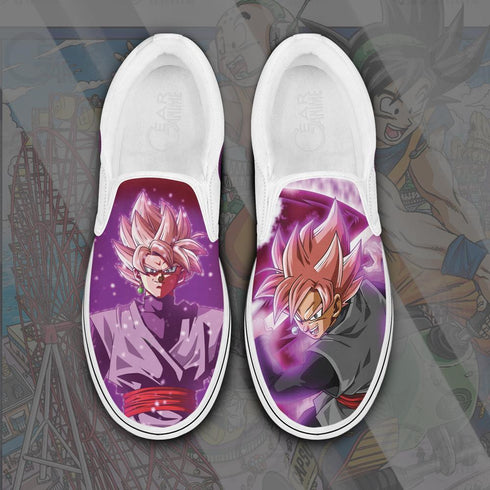 Goku Black Rose Slip On Sneakers Canvas DB Custom Anime Shoes