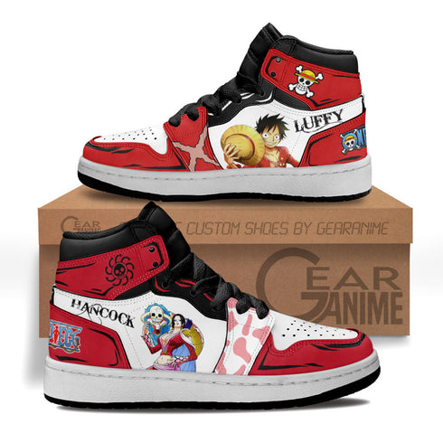 Boa Hancock and Luffy Kids Sneakers Custom Anime OP Shoes For Kids