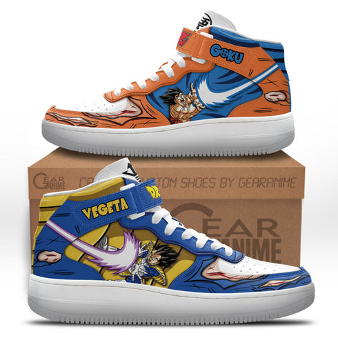 Goku and Vegeta Ki Blast Sneakers Air Mid Custom DB Anime Shoes