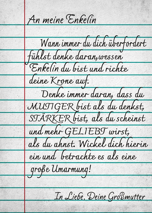 Divesart - Decke von Großmutter zu Enkelin - "Freundliche Worte an meine Tochter"