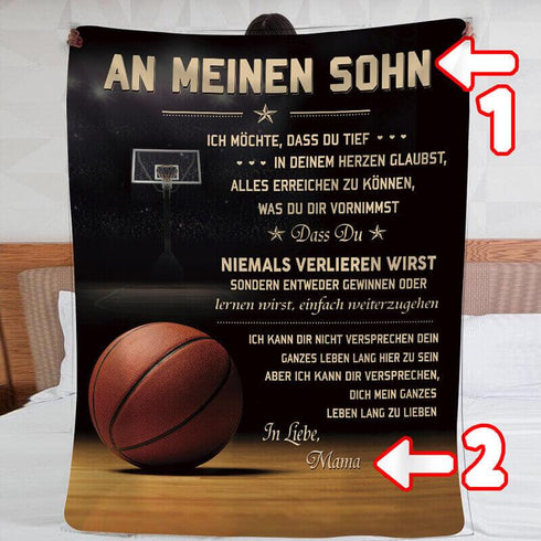 Divesart - Decke von Mutter zu Sohn - "Um zu gewinnen- musst du spielen"