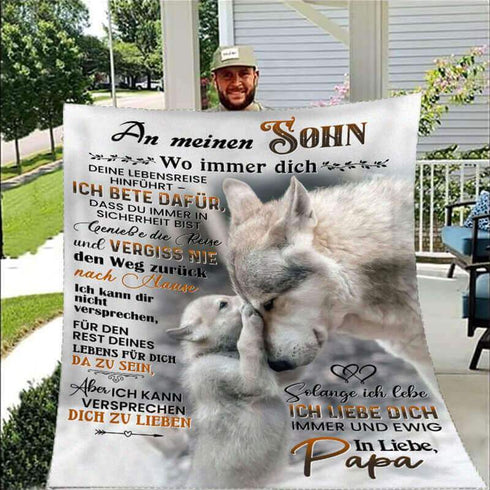 Divesart - Decke vom Vater an den Sohn - "Flauschiger kleiner Wolf"