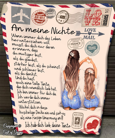 "An meine Nichte" Decke - Postkarte