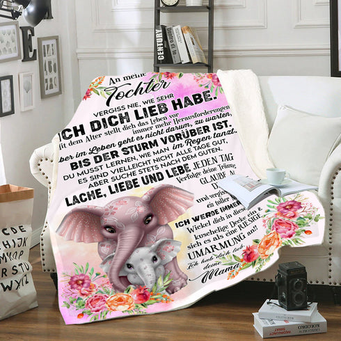"An meine Tochter" Decke - Elefant