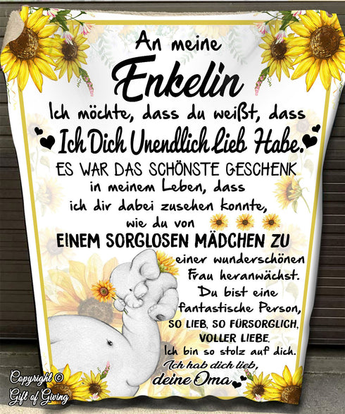 "An meine Enkelin" Decke -Tournesol