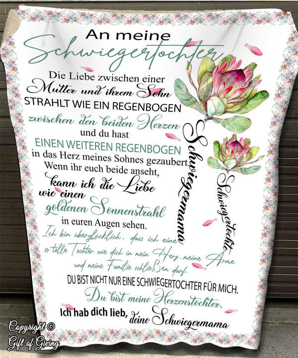"An meine Schwiegertochter" Decke - Blume
