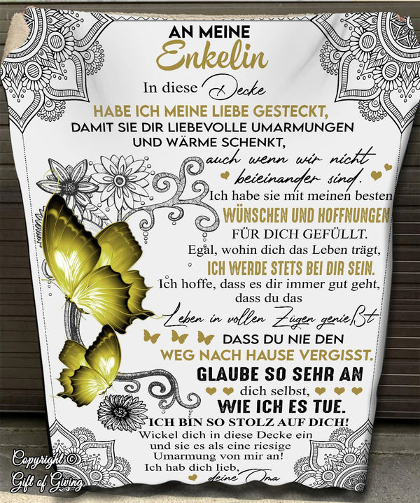 "An meine Enkelin" Decke - Schmetterling