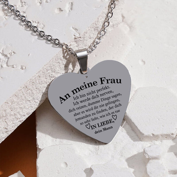 Meine Liebe zu dir ist grenzenlos - Herzanhänger graviert von Mann zu Frau