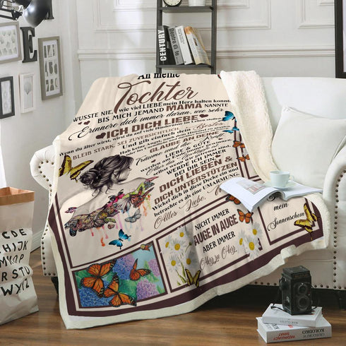 "An meine Tochter" Decke - Schmetterling
