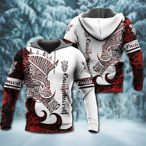Viking Gullinbursti legend red and white style - Hoodie - HOOD03NGA291021