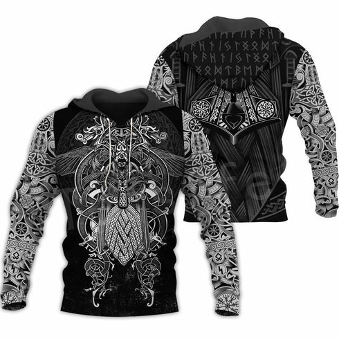 Odin Wolf Vikings Warriors Tattoo - Hoodie - HOOD01DUC061121