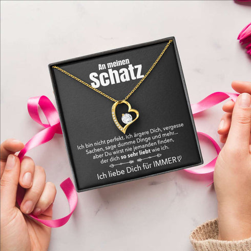 14k Weißgold Herz Halskette - An meinen Schatz