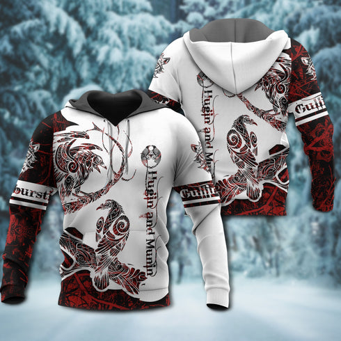 Viking Raven legend red and white style - Hoodie - HOOD02NGA291021