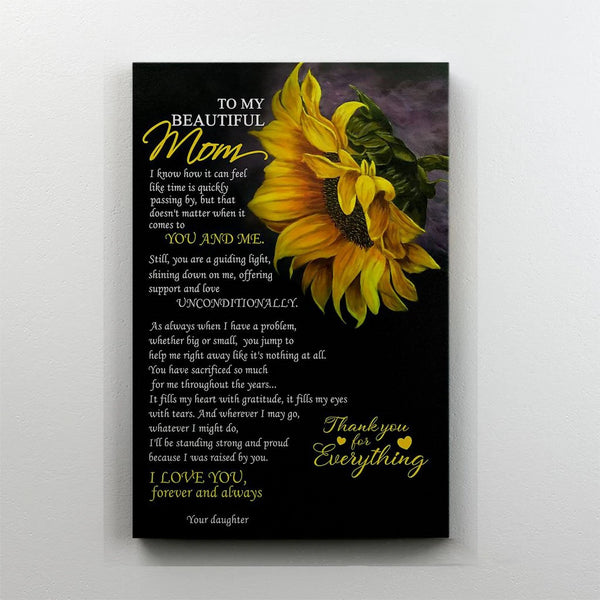 To My Beautiful Mom - Gift For Mom For Mother's Day, Best Idea For Home Decor For Family - Matte Canvas Premium Wall Art Canvas