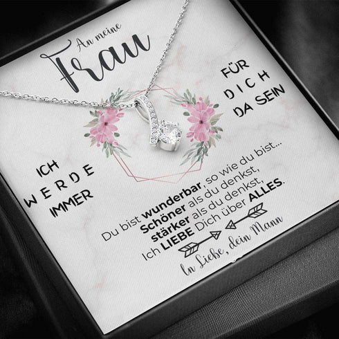 Weißgold Halskette - An meine Frau - Rosen