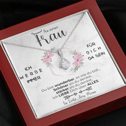 Weißgold Halskette - An meine Frau - Rosen