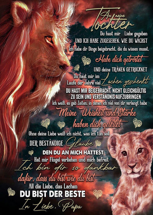 Divesart - Decke vom Vater an die Tochter - "Habe immer Feuer in deiner Seele"