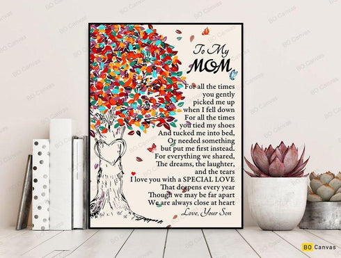 To My Mom - From Son - Long Distance Framed Canvas Gift SM001 - DivesArt LLC