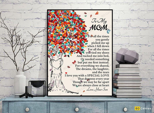 To My Mom - From Son - Long Distance Framed Canvas Gift SM001 - DivesArt LLC