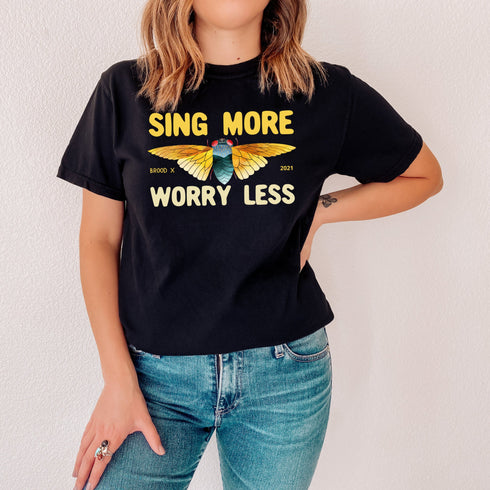 Cicada Brood X 2021 Sing More Worry Less Great Eastern Tour Entomology Bug Insect Lover Unisex Soft-Syle T-Shirt