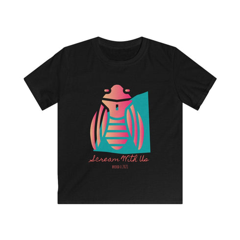 Cicada Scream With Us Brood X 2021 Eastern USA Cicadas Entomologist Bug Lover Insect Funny Soft-Style Kid Tee