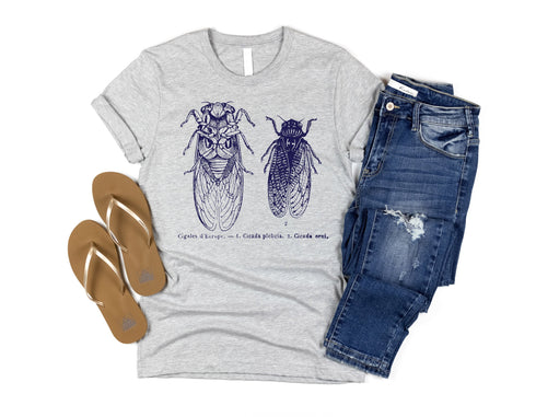 Cicada Illustration Unisex T-Shirt, Cute Insect Bug Cicada Swarm 2021 Printed Graphic Tee