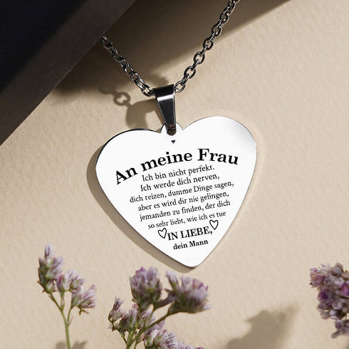 Meine Liebe zu dir ist grenzenlos - Herzanhänger graviert von Mann zu Frau