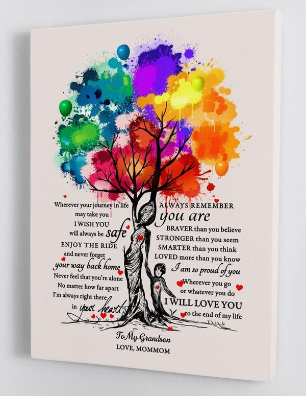 To My Grandson - From MomMom - Hard Time Framed Canvas Gift GMS013 - DivesArt LLC