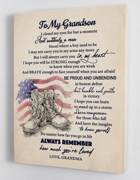 To My Grandson - From Grandma - Military Framed Canvas Gift GMS025 - DivesArt LLC