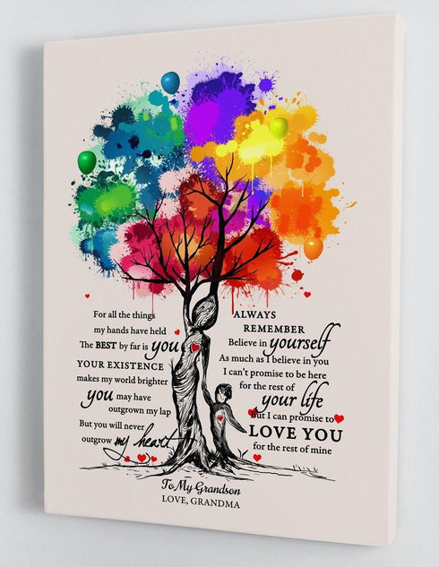 To My Grandson - From Grandma - Framed Canvas Gift GMS005 - DivesArt LLC