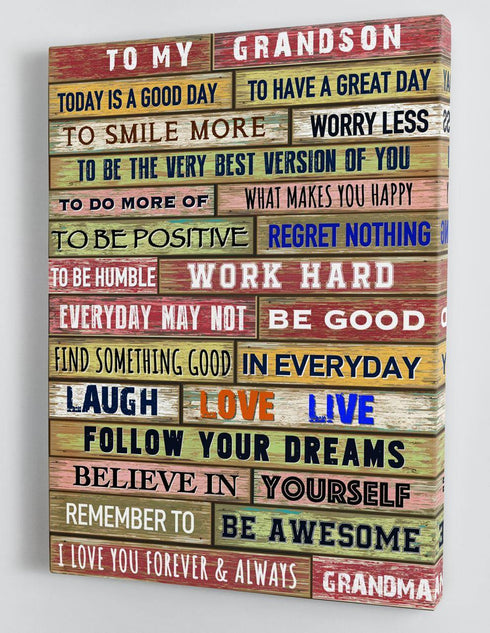 To My Grandson - From Grandma - Hard Time Framed Canvas Gift GMS059 - DivesArt LLC