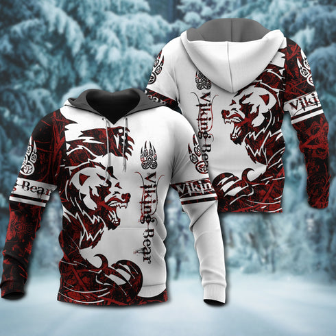 Viking bear legend red and white style - Hoodie - HOOD05NGA291021